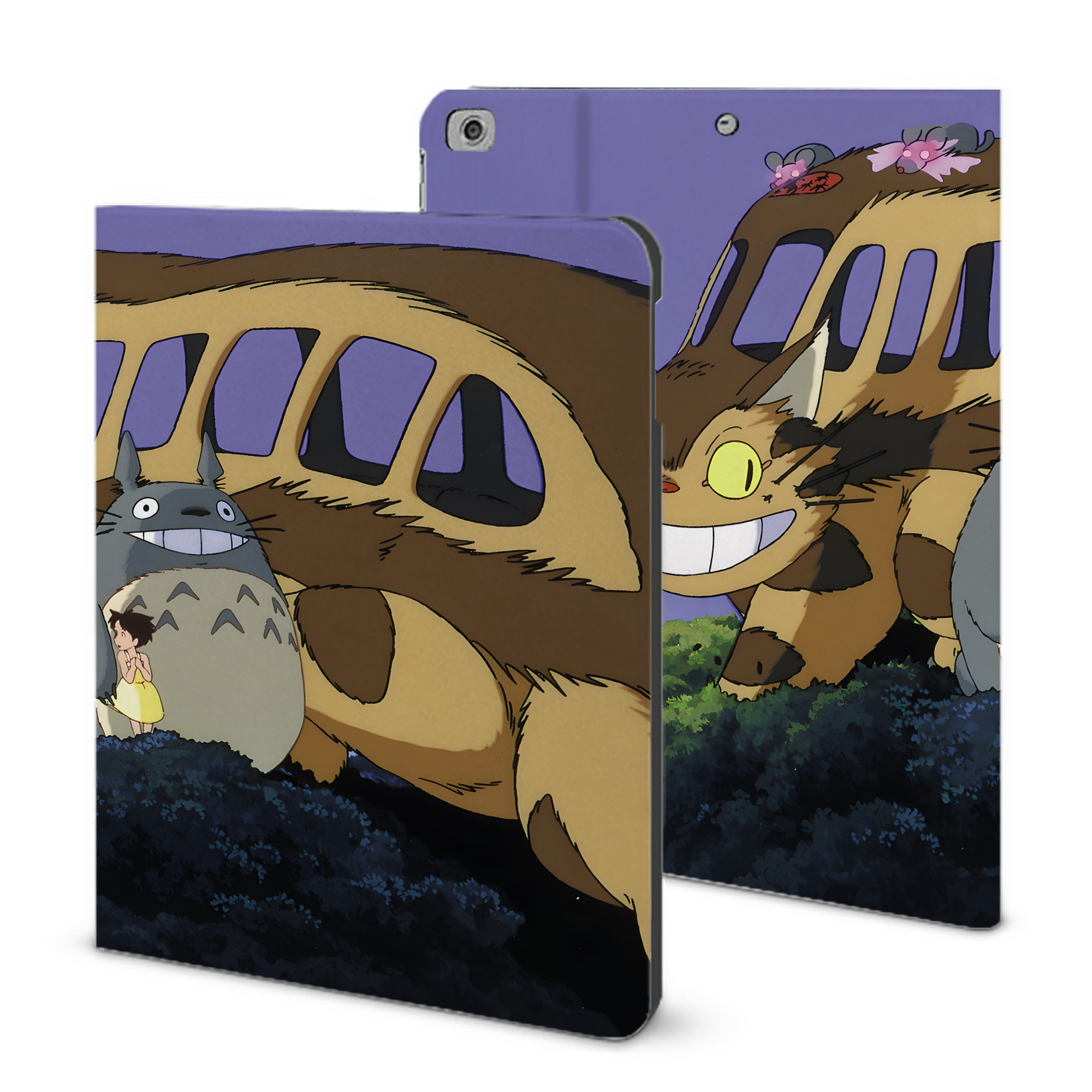 （画像用） となりのトトロ 草壁メイ 草壁サツキ My Neighbor Totoro Satsuki Kusakabe Mei Kusakabe IPad ケース ブック型 PUレザー TPU 耐衝撃 軽量 薄型 ペン収納なし 全面保護 IPad 各モデル対応